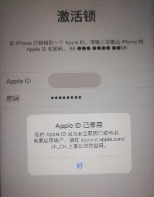 法库苹果手机维修分享iPhone 12 出现提示“Apple ID 已停用”怎么办 