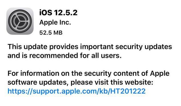 法库苹果手机维修分享iOS12.5.2发布，建议所有老苹果用户安装 